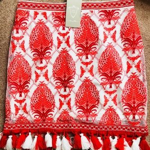 Lace Pom Pom Mini Skirt